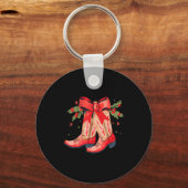 Merry And Bright Cowgirl Boot Christmas Western Co Sleutelhanger (Voorkant)