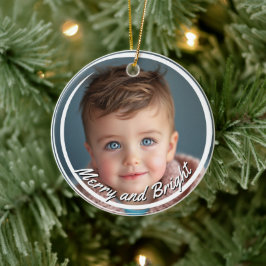 Merry and Bright Custom Baby Boy Foto Keramisch Ornament