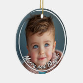Merry and Bright Custom Baby Boy Foto Keramisch Ornament (Rechts)