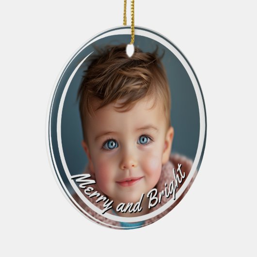 Merry and Bright Custom Baby Boy Foto Keramisch Ornament (Rechts)