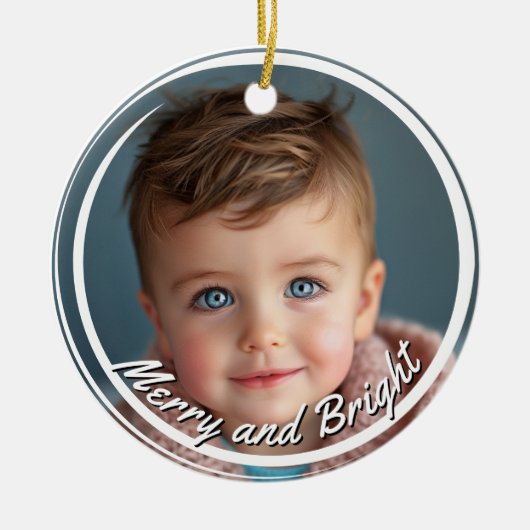 Merry and Bright Custom Baby Boy Foto Keramisch Ornament (Voorkant)
