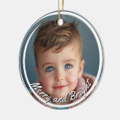 Merry and Bright Custom Baby Boy Foto Keramisch Ornament (Links)