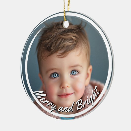 Merry and Bright Custom Baby Boy Foto Keramisch Ornament (Links)