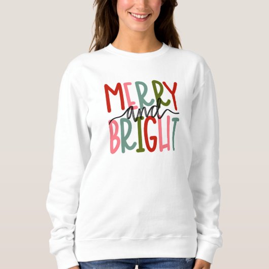 Merry and Bright Dames Witte Vakantie Sweatshirt (Voorkant)