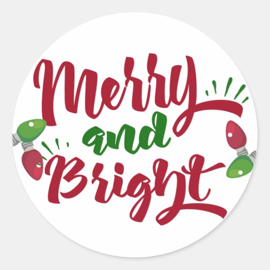 Merry and Bright Design Ronde Sticker (Voorkant)