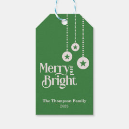 "Merry and Bright" donkergroen Cadeaulabel