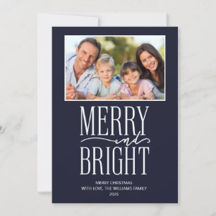 Merry and Bright Eén Foto Plat Kaart