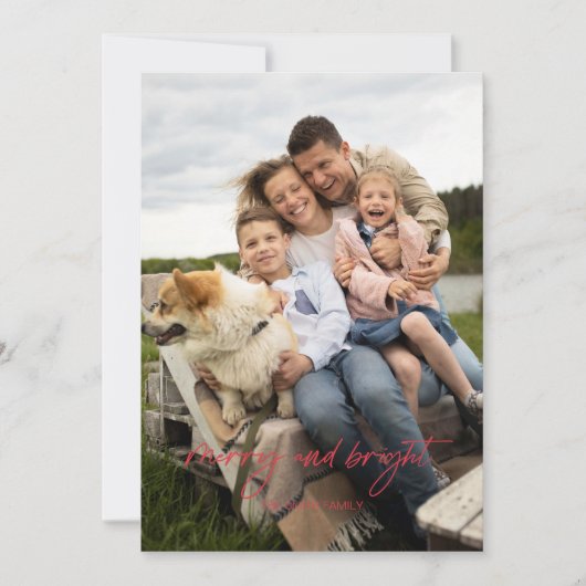 Merry and Bright Eenvoudige Kerstkaart Kaart (Voorkant)