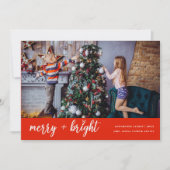 Merry and Bright Elegant Christmas Family Photo Feestdagenkaart (Voorkant)