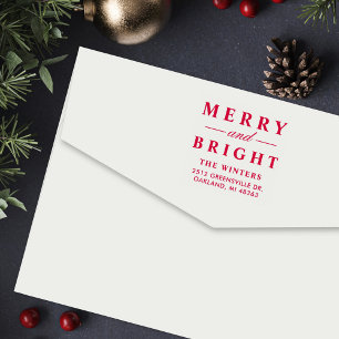 Merry and Bright Elegant Holiday Return Address Zelfinktende Stempel