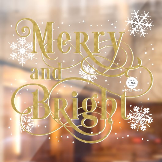 Merry and Bright, Elegant met Kerstmis kantoor deu Raamsticker (Vel 2)