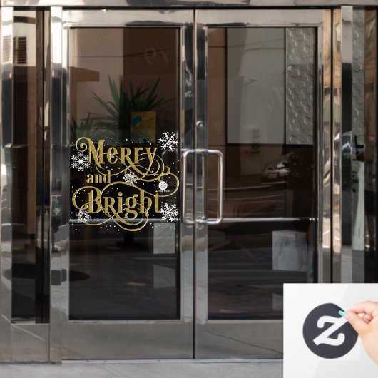 Merry and Bright, Elegant met Kerstmis kantoor deu Raamsticker (Kantoordeur)