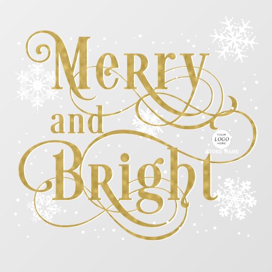 Merry and Bright, Elegant met Kerstmis kantoor deu Raamsticker (Vel)