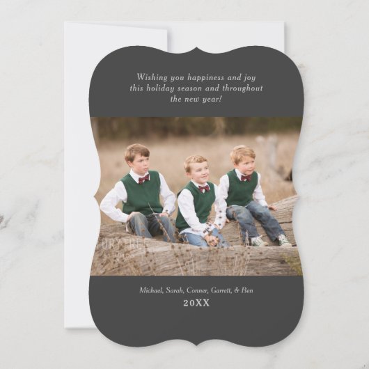 Merry and Bright Elegant Red Script Photo Collage Feestdagenkaart (Achterkant)