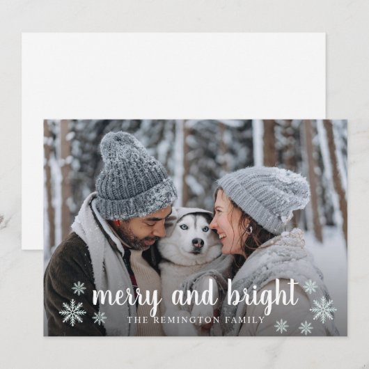 Merry And Bright Familie Foto Feestdagenkaart (Voorkant / Achterkant)