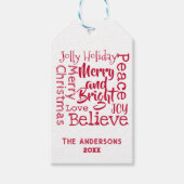 Merry and Bright Favorite Christmas Gezegden Rood Cadeaulabel (Voorkant)