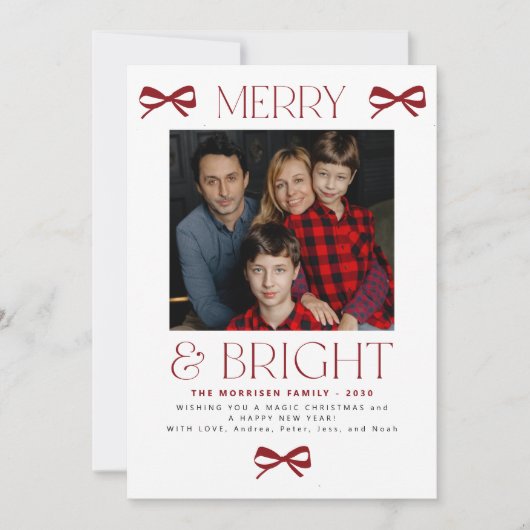 Merry and Bright festive family photo Christmas Feestdagenkaart (Voorkant)