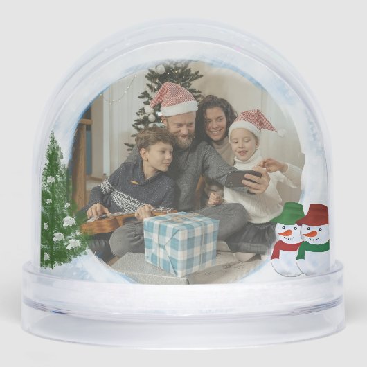 Merry and Bright Festive Family Photo Snow Globe Sneeuwbol (Voorkant)