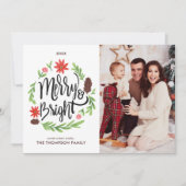 "Merry and Bright" Festive Hand Painted Wreater Feestdagenkaart (Voorkant)