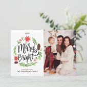 "Merry and Bright" Festive Hand Painted Wreater Feestdagenkaart (Staand voorkant)
