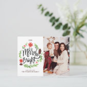 "Merry and Bright" Festive Hand Painted Wreater Feestdagenkaart (Staand voorkant)