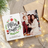 "Merry and Bright" Festive Hand Painted Wreater Feestdagenkaart