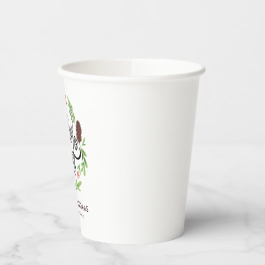 "Merry and Bright" Festive Hand Painted Wreater Papieren Bekers (Links)