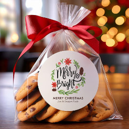 "Merry and Bright" Festive Hand Painted Wreater Ronde Sticker