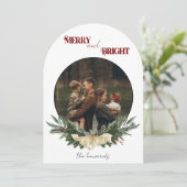 Merry and Bright Flat Holiday Card Feestdagenkaart (Staand voorkant)