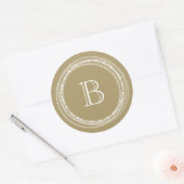 Merry And Bright Fonkelende Monogram Stijlvolle Fe Ronde Sticker (Envelop)