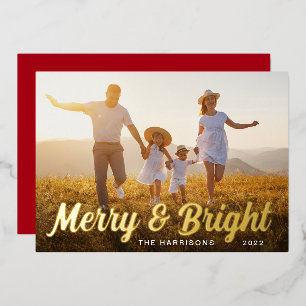 Merry and Bright Foto Folie Feestdagenkaart