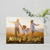 Merry and Bright-foto Folie Feestdagenkaart (Staand Voorkant)