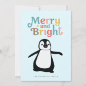 Merry and Bright fun cute Penguin Christmas custom Feestdagenkaart (Voorkant)