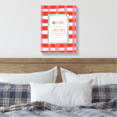 Merry and Bright Gepersonaliseerde Gingham Red & P Canvas Afdruk (Insitu (Slaapkamer))