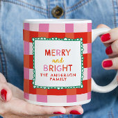 Merry and Bright Gepersonaliseerde Gingham Red & P Mok