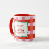 Merry and Bright Gepersonaliseerde Gingham Red & P Mok (Voorkant links)