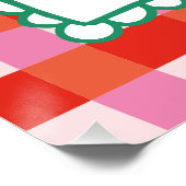 Merry and Bright Gepersonaliseerde Gingham Red & P Perfect Poster (Hoek)