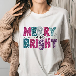 Merry and Bright Glitte-achtige Christmas Vibes ro T-shirt