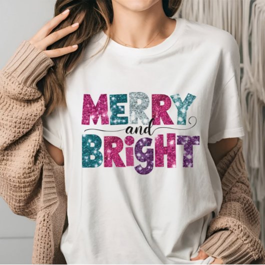 Merry and Bright Glitte-achtige Christmas Vibes ro T-shirt