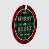 Merry and Bright Gold Green Red Pset Photo Ornament (voorkant)