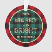 Merry and Bright Gold Green Red Pset Photo Ornament (voorkant)