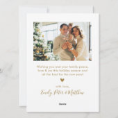 Merry and Bright Gold Script 4 Foto Kerstmis Feestdagenkaart (Achterkant)