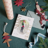 Merry and Bright Gold Typografie Blush Roze Lijst Kaart