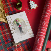 Merry and Bright Gold Typografie Blush Roze Lijst Kaart