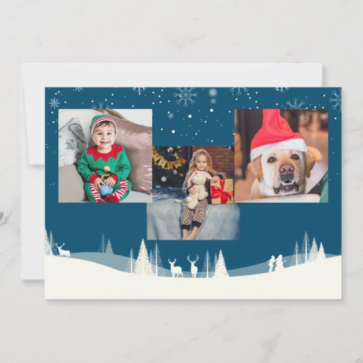Merry and Bright Gouden Script 4 Foto Kerstkaarten Feestdagenkaart (Achterkant)