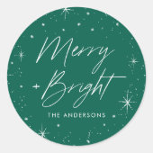 Merry and Bright Green Holiday Ronde Sticker (Voorkant)