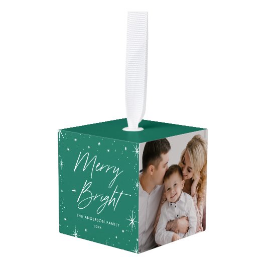 Merry and Bright Green Photo Decoratie (Voorkant hoekig)