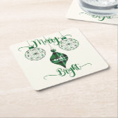 Merry and Bright Green Plaid Ornament Kartonnen Onderzetters (Schuin)