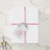 Merry and Bright Green poinsettia leaf Kerstmis Cadeaulabel (Met Touw)