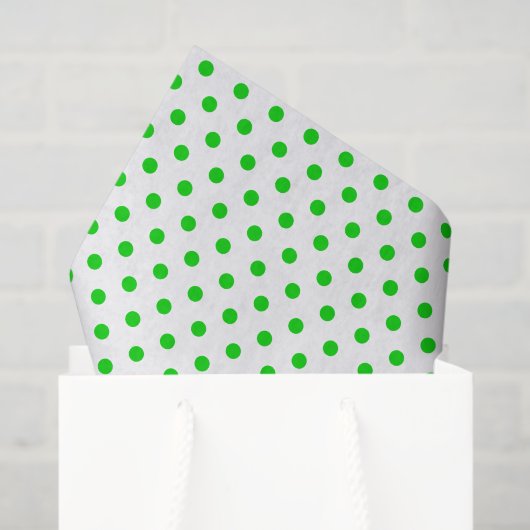 Merry and Bright Green Polka Dots on White Tissuepapier (Cadeauzakje)